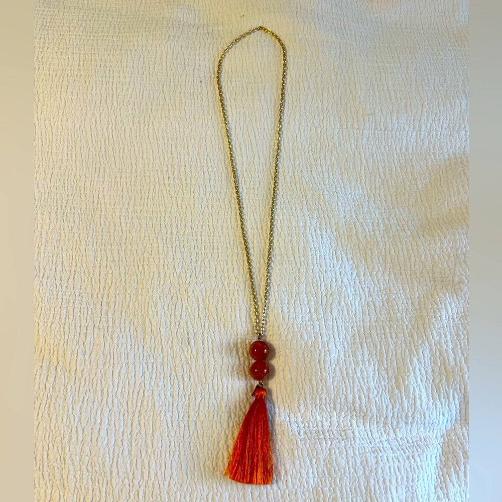 Orange Tassel Necklace